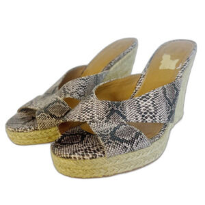 Kelsi Dagger Brooklyn Wedge Snakeprint Leather Espadrille Sandal Size 7.5